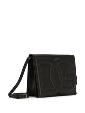 Dolce & Gabbana Black Embossed DG Leather Crossbody